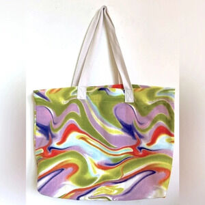 Wild Fable Moody Green Yellow Purple Aesthetic Watercolor Swirls Style Tote Bag